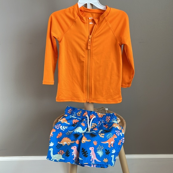 Cat & Jack Other - ⭐️⭐️PICK 5 / $20 Cat & Jack Orange and Blue Rashguard Swim Trunks Set 3T